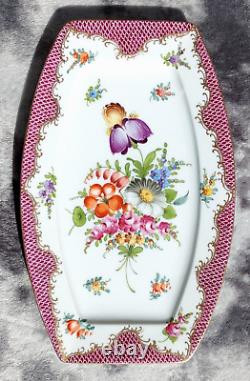 Antique German Dresden Hand Painted Porcelain Serving Plate Tray Platter 28 cm