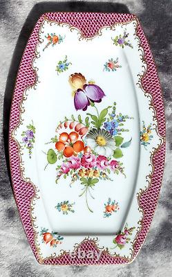 Antique German Dresden Hand Painted Porcelain Serving Plate Tray Platter 28 cm