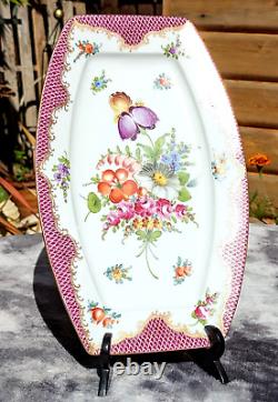 Antique German Dresden Hand Painted Porcelain Serving Plate Tray Platter 28 cm