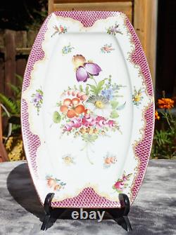 Antique German Dresden Hand Painted Porcelain Serving Plate Tray Platter 28 cm