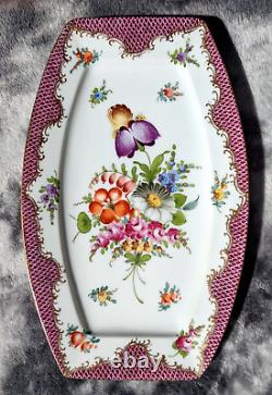 Antique German Dresden Hand Painted Porcelain Serving Plate Tray Platter 28 cm