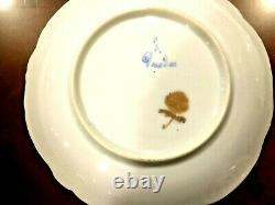 Antique German Meissen Dresden Hand Painted Porcelain 4 Tea Or Sup Cups & Saucer