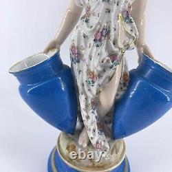 Antique German Porcelain Hand Painted Woman Amphora Figurine