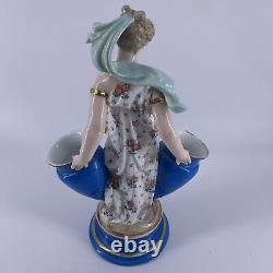 Antique German Porcelain Hand Painted Woman Amphora Figurine