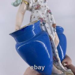 Antique German Porcelain Hand Painted Woman Amphora Figurine