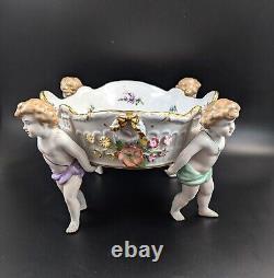 Antique German Schierholtz Figural Hand-Painted Porcelain Cherubim Vase