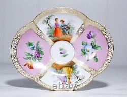 Antique Germany DRESDEN Porcelain Hand Painted Courting Scene Cup & Saucer