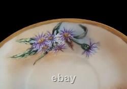 Antique Guerin Limoges WG & Co Hand Painted Tea Cup & Saucer Dragonfly Handle