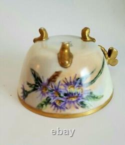 Antique Guerin Limoges WG & Co Hand Painted Tea Cup & Saucer Dragonfly Handle