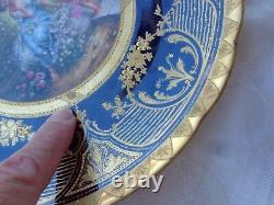 Antique Hand Painted Artist Sgd Dresden Porcelain Lady Cupid Cabinet Plate Set