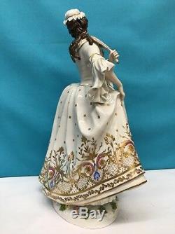 Antique Hand Painted Dresden Porcelain Figure Of Woman, S. & G. GUMP CO. Germany