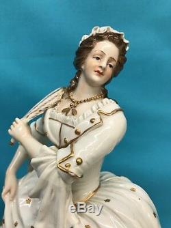 Antique Hand Painted Dresden Porcelain Figure Of Woman, S. & G. GUMP CO. Germany