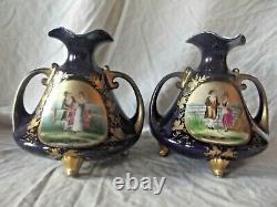 Antique Hand Painted German Porcelain Vases Possibly by Helena Wolfsohn