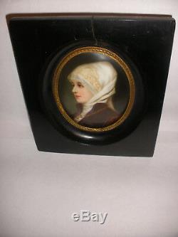 Antique Hand Painted KPM style Porcelain miniature portrait woman F. A. Kaulbach