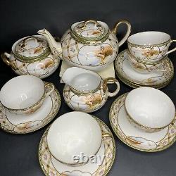 Antique Hand Painted Moriage Imperial Nippon Porcelain 16pc Tea Set 1890s