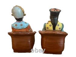 Antique Hand Painted Porcelain Chinese Emperor And Empress Statue Figurine