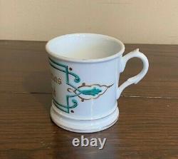 Antique Hand Painted Porcelain Christmas Present Mug