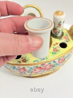 Antique Hand Painted Porcelain Inkstand Sevres Mark Possibly Sevres Brass Mounts