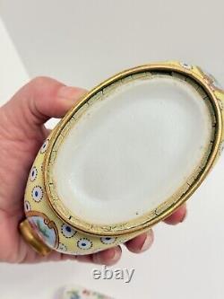 Antique Hand Painted Porcelain Inkstand Sevres Mark Possibly Sevres Brass Mounts