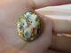 Antique Hand Painted Porcelain Portrait Pendant Brooch Lady Cameo Gilt Gold