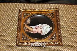 Antique Hand Painted Porcelain Portrait Plate Elegant Woman Holding Hands Gilded