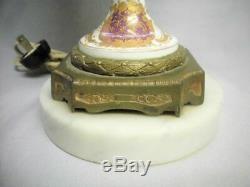 Antique Hand Painted Porcelain Table Lamp Brass Ormolu French Portrait Signed