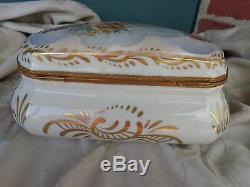 Antique Hand Painted Signed Sevres Cherub Roses Floral Porcelain Dresser Box 9