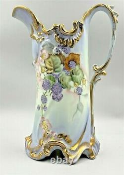 Antique Hand-painted Bavaria Porcelain Tankard Pitcher Bauer, Rosenthal & Co