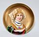 Antique Hand-painted Lady Portrait Porcelain Gild Trinket Dish Plate Tray 4.5