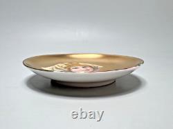 Antique Hand-painted Lady Portrait Porcelain Gild Trinket Dish Plate Tray 4.5