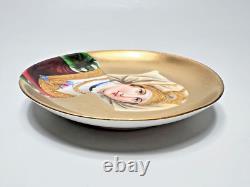Antique Hand-painted Lady Portrait Porcelain Gild Trinket Dish Plate Tray 4.5