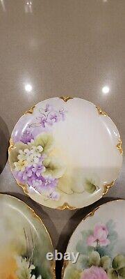 Antique Haviland France Hand Painted Flower Gold Trim Plate LOT OF 11