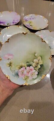 Antique Haviland France Hand Painted Flower Gold Trim Plate LOT OF 11