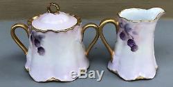 Antique Hutschenreuther Selb Limoges Handpainted Porcelain Chocolate Pot Set