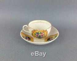 Antique Imperial Russian Porcelain Handpainted Floral Cup and Saucer by Orlov