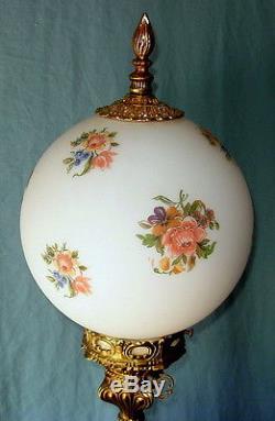 Antique Italian Capodimonte Hand Painted Porcelain Lamp with Glass Globe