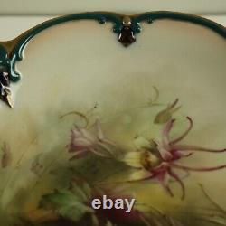 Antique James Hadleys Worcester Hand Painted Aquilegia Comport Tazza (1902-5)