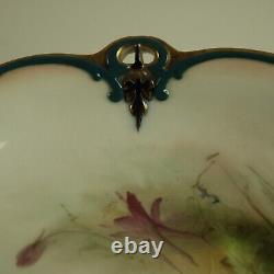 Antique James Hadleys Worcester Hand Painted Aquilegia Comport Tazza (1902-5)