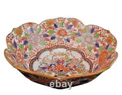 Antique Japaneese Handpainted Bone Porcelain Bowl in Imari Design