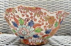 Antique Japaneese Handpainted Bone Porcelain Bowl in Imari Design