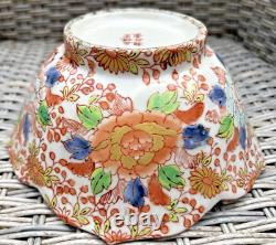 Antique Japaneese Handpainted Bone Porcelain Bowl in Imari Design