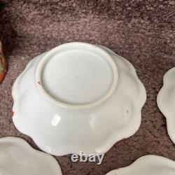 Antique Japanese Geisha Girl Hand Painted Porcelain Chocolate Pot 6 Small Bowls