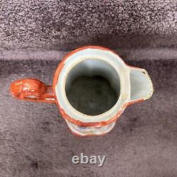 Antique Japanese Geisha Girl Hand Painted Porcelain Chocolate Pot 6 Small Bowls
