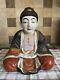 Antique Japanese Hand Painted Porcelain Sitting Buddha Figure