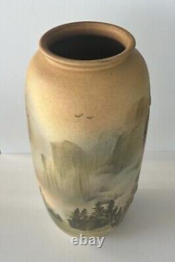 Antique Japanese Satsuma Hand-painted Landscape Vase Gradient Matte Finish