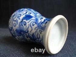 Antique Kangxi period, Chinese Blue & White small porcelain Baluster Vase