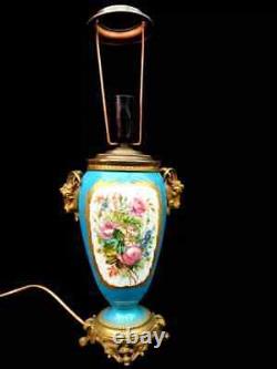 Antique Lamp Victorian Sevres Hand Painted Porcelain Large 19th Century Light