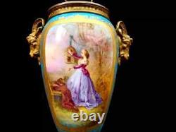 Antique Lamp Victorian Sevres Hand Painted Porcelain Large 19th Century Light