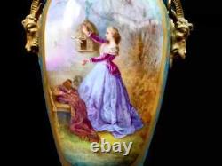 Antique Lamp Victorian Sevres Hand Painted Porcelain Large 19th Century Light