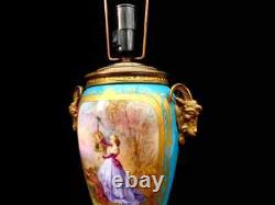 Antique Lamp Victorian Sevres Hand Painted Porcelain Large 19th Century Light